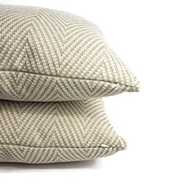 Load image into Gallery viewer, Kravet Bow Herringbone in Sand Pillow Cover - 20" x 20" Tan and White Chevron Woven Pattern Cushion Case