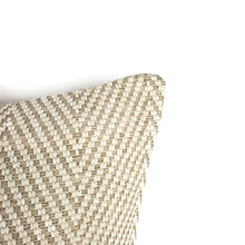 Load image into Gallery viewer, Kravet Bow Herringbone in Sand Pillow Cover - 20" x 20" Tan and White Chevron Woven Pattern Cushion Case