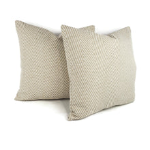 Load image into Gallery viewer, Kravet Bow Herringbone in Sand Pillow Cover - 20" x 20" Tan and White Chevron Woven Pattern Cushion Case