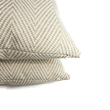 Load image into Gallery viewer, Kravet Bow Herringbone in Sand Pillow Cover - 20" x 20" Tan and White Chevron Woven Pattern Cushion Case