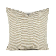 Load image into Gallery viewer, Kravet Bow Herringbone in Sand Pillow Cover - 20" x 20" Tan and White Chevron Woven Pattern Cushion Case