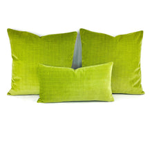 Load image into Gallery viewer, Schumacher Antique Strie Velvet in Lime Lumbar Pillow Cover - 69776 Apple Green Rectangle Cushion Case