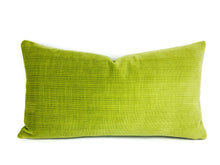 Load image into Gallery viewer, Schumacher Antique Strie Velvet in Lime Lumbar Pillow Cover - 69776 Apple Green Rectangle Cushion Case