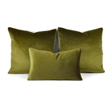 Load image into Gallery viewer, Schumacher Palermo Mohair Velvet in Olive Pillow Cover - Select your size - Olive Green Mohair Velvet Cushion Cover - 64938