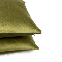 Load image into Gallery viewer, Schumacher Palermo Mohair Velvet in Olive Pillow Cover - Select your size - Olive Green Mohair Velvet Cushion Cover - 64938