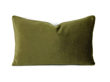 Load image into Gallery viewer, Schumacher Palermo Mohair Velvet in Olive Lumbar Pillow Cover - Select your size - Olive Green Mohair Velvet Rectangle Cushion Cover - 64938