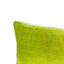 Load image into Gallery viewer, Schumacher Antique Strie Velvet in Lime Lumbar Pillow Cover - 69776 Apple Green Rectangle Cushion Case