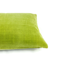 Load image into Gallery viewer, Schumacher Antique Strie Velvet in Lime Lumbar Pillow Cover - 69776 Apple Green Rectangle Cushion Case