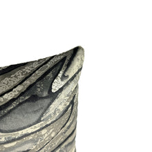 Load image into Gallery viewer, Holly Hunt MARBLED in Onyx Pillow Cover - 12" x 20" Black, Dark Gray, and Silver Velvet Marble Swirl Cushion Cover