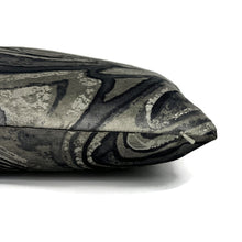 Load image into Gallery viewer, Holly Hunt MARBLED in Onyx Pillow Cover - 12" x 20" Black, Dark Gray, and Silver Velvet Marble Swirl Cushion Cover