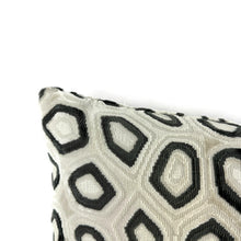 Load image into Gallery viewer, Kravet Couture Chic Tortoise in Anthracite Lumbar Pillow Cover - Silver White and Dark Gray Velvet Abstract Agate Pattern Cushion Case