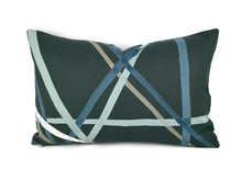 Load image into Gallery viewer, Kelly Wearstler Simpatico Print in Raven Lumbar Pillow Cover - 13" x 20" Lee Jofa Modern Abstract Lines Linen Cushion Cover