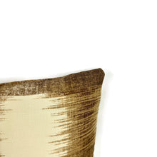 Load image into Gallery viewer, Schumacher RALEIGH IKAT PLAID in Brown and Cream Lumbar Pillow Cover - 12" x 20" Williamsburg Brown and Cream Abstract Pattern Cushion Cover