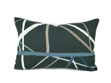 Load image into Gallery viewer, Kelly Wearstler Simpatico Print in Raven Lumbar Pillow Cover - 13" x 20" Lee Jofa Modern Abstract Lines Linen Cushion Cover