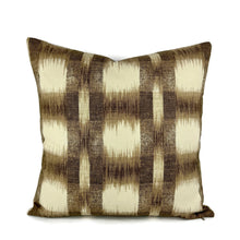 Load image into Gallery viewer, Schumacher RALEIGH IKAT PLAID in Brown and Cream Pillow Cover - 20" x 20" Williamsburg Brown and Cream Abstract Pattern Cushion Cover