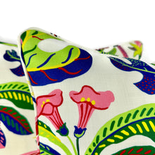 Load image into Gallery viewer, Schumacher EXOTIC BUTTERFLY in Sprint w/ Self-welt Pillow Cover - 20" x 20" Bright and Colorful Indoor/Outdoor Pillow in Pink, Blue & Green