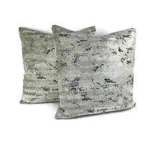 Load image into Gallery viewer, Gray and Silver Velvet Marble Pattern Pillow Cover - 20" x 20" Gray Textured Velvet Cushion Case