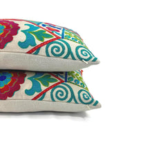 Load image into Gallery viewer, GP & J Baker Kahlo in Tutti Frutti Lumbar Pillow Cover - 15" x 20" Rainbow Floral Embroidered Cushion Case