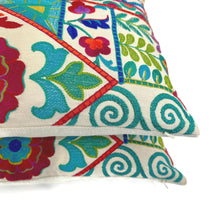 Load image into Gallery viewer, GP & J Baker Kahlo in Tutti Frutti Lumbar Pillow Cover - 15" x 20" Rainbow Floral Embroidered Cushion Case