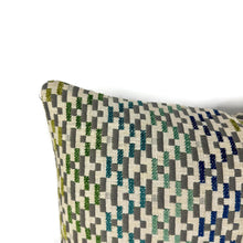 Load image into Gallery viewer, Jane Churchill Iggy in Blue and Green Lumbar Pillow Cover - 12" x 20" Silver Sage Velvet Rectangle Cushion Case