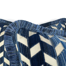 Load image into Gallery viewer, Schumacher Chevron Stire Velvet in Lapis with Scalamandre Brush Fringe Pillow Cover - 20" x 20" Blue and Ivory Velvet Cushion Case