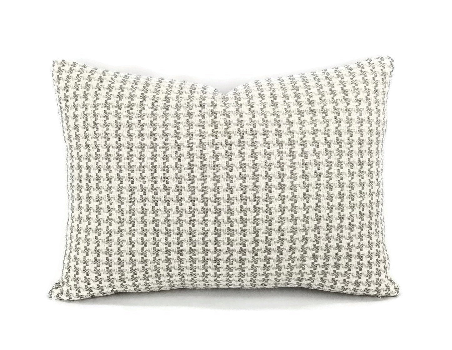 14" x 20"  Huron in Linen Lumbar Pillow Cover - Multi Gray Woven Cotton Rectangle Accent Cushion Cove