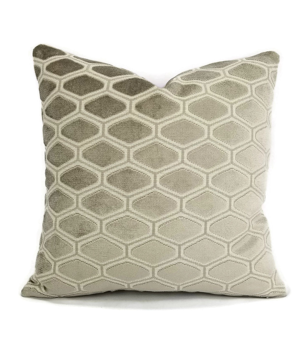 Kravet Couture Added Allure in the color Platinum Cut Velvet Pillow Cover