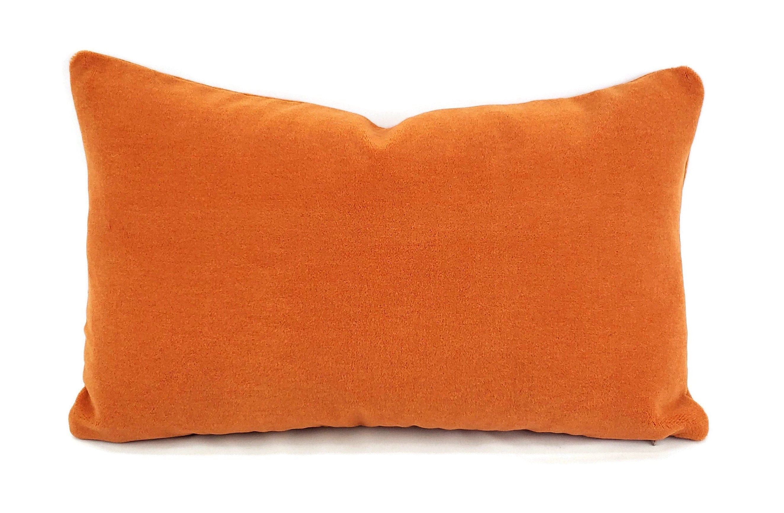 12.5" x 20" Place Textiles La Scala in Valencia Lumbar Pillow Cover - Solid Orange Rust Alpaca Wool Rectangle Accent Cushion Cover