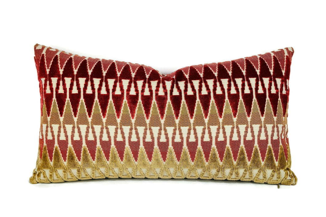 Kravet Aboca Velvet in Persimmon Lumbar Pillow Cover - 10.5