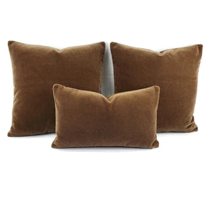 Rose Tarlow Lugano in Wren Mohair Velvet Pillow Cover - Brown Plush Mohair Cushion Cases