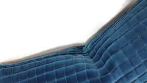 12" x 20" Blue Velvet Squares Lumbar Pillow Cover