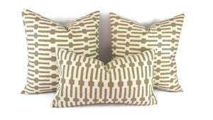 Annie Selke Links in Taupe and Cream Cotton Pillow Cover