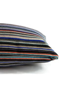 Load image into Gallery viewer, 13&quot; x 20&quot; Black, Silver, White, Purple, and Blue Stripe Heavy Duty Velvet Lumbar Pillow Cover
