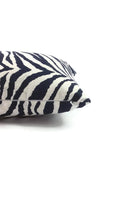 Load image into Gallery viewer, 12&quot; x 20&quot; Dark Navy and Off White Zebra Print Cotton Pillow Cover
