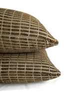 Load image into Gallery viewer, Chella Textiles Click Track in the color Ash and Bark Pillow Cover
