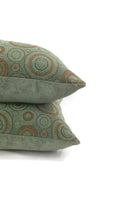 Load image into Gallery viewer, Light Teal Chenille with Brown Circle Pattern Pillow Cover
