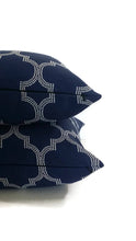 Load image into Gallery viewer, Navy Blue Moroccan Trellis Pillow Cover
