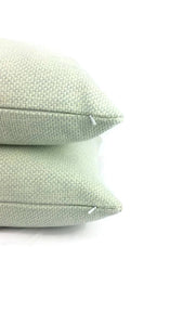 Mint and Ivory Basket Woven Linen/Cotton Pillow Cover