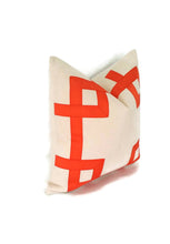 Load image into Gallery viewer, Cream and Orange Ribbon Embellished Pillow Cover
