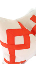 Load image into Gallery viewer, Cream and Orange Ribbon Embellished Pillow Cover
