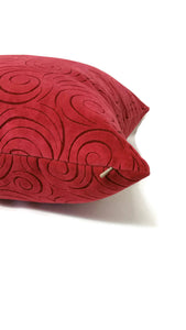 Dark Pink Rosette Velvet Pillow Cover