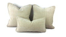 Load image into Gallery viewer, Dusty Cream Chevron Raised Chenille with Self-Welt Pillow Cover
