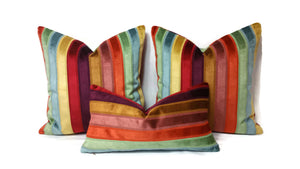 Kravet Couture Rainbow Stripe Velvet Pillow Cover