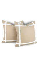 Load image into Gallery viewer, Light Dusty Peach Heavy Linen with Ribbon Embellishment Pillow Cover
