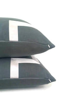 Load image into Gallery viewer, Graphite Gray Linen with White Ribbon Embellishment Pillow Cover
