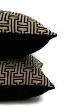 Load image into Gallery viewer, Light Gold with Black Geometric  Woven Pillow Cover
