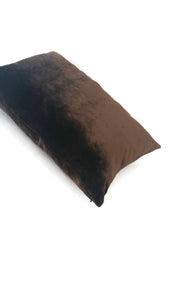 14" x 20" Chocolate Brown Silky Velvet Lumbar Pillow Cover