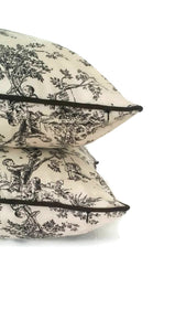 Off white and Dark Brown Toile Pillow Cover