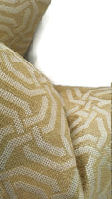 Load image into Gallery viewer, Lime Green and Tan Woven Geometric Fretwork Pillow Cover
