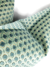 Load image into Gallery viewer, Blue and Aqua Geometric Hexagon Pattern Cut Velvet Pillow Cover
